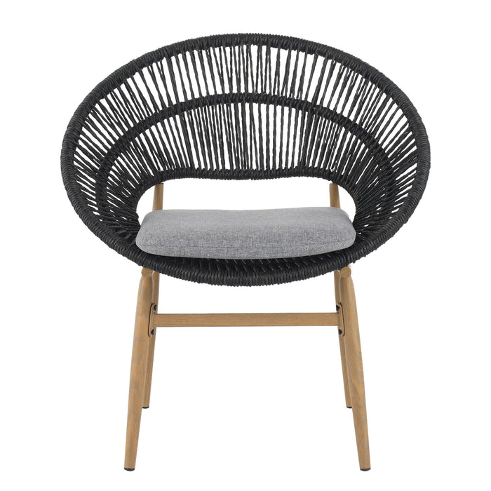 Cyril - Outdoor Patio 7 Piece Dining Set With Wicker Chairs And Table - Dark Gray / Teak
