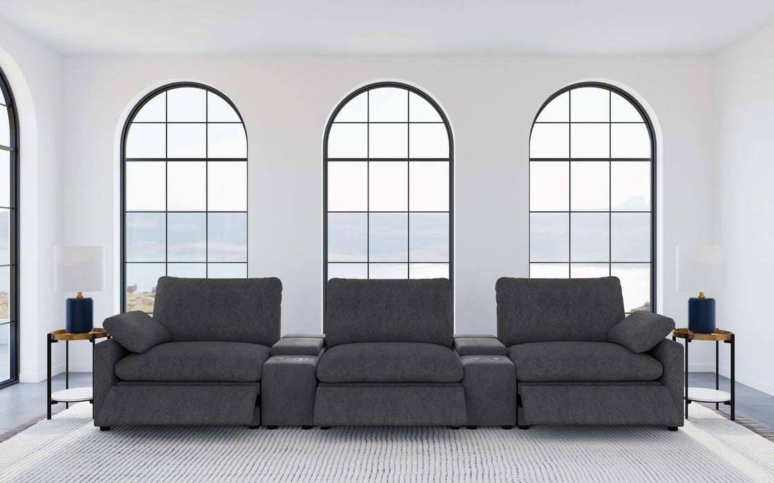 Collins 5-Piece Power Reclining Home Theater Seating Dark Grey