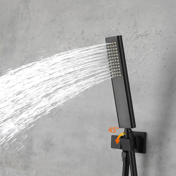 Male Npt Matte Black Shower System, Shower Faucet Set For Bathroom Shower Fixtures With 12" Rain Shower Head And Handheld (Pressure Balance Shower Trim Valve Kit Included)