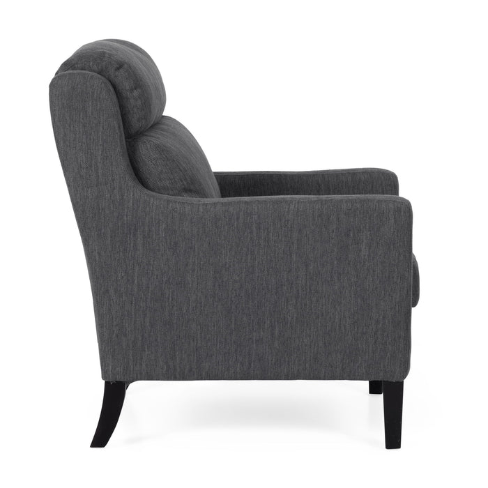 Contemporary Club Chair With Upholstered Fabric And Rubberwood Legs