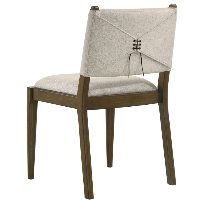 Crispin - 5 Piece Round Dining Table Set With Upholstered Chairs - Brown