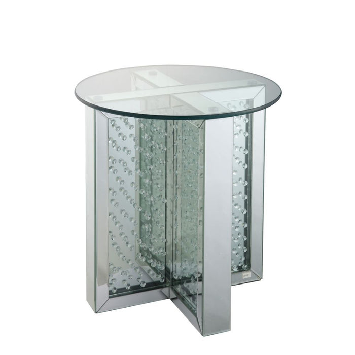 Nysa - End Table - Mirrored & Faux Crystals - 23"