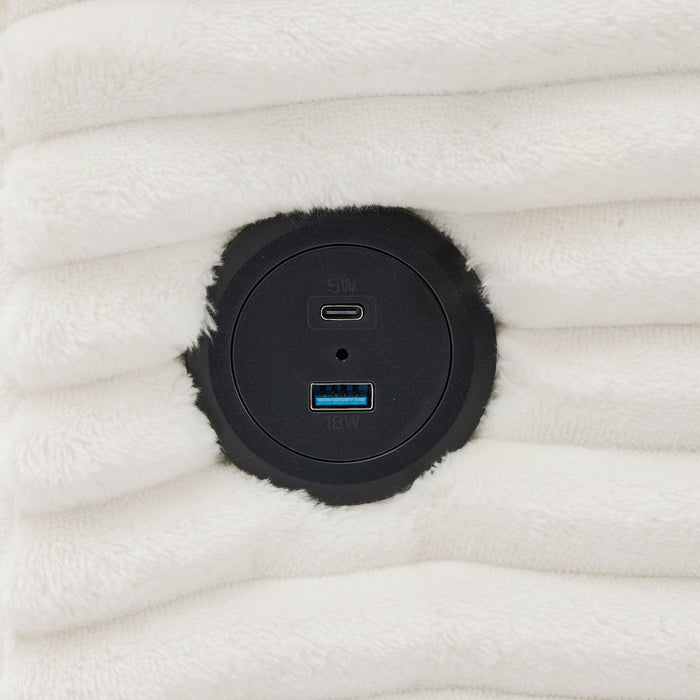 2 Seater L Shaped Chaise Sofa With Reversible Cushion, USB - C Charging Port, Storage Pocket, Convertible Left / Right Design