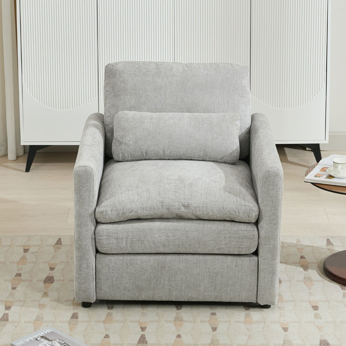 Cozy Upholstered Plush Cushion Armchair For Living Room