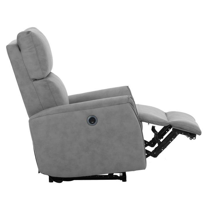 Electric Power Recliner Chair, Upholstered Foam Lounge Single Sofa, Reclining Chair With USB Charging Ports, Home Theater Seating, Living Room Bedroom, Gray