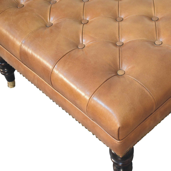 Buffalo - Leather Ottoman With Castor Legs