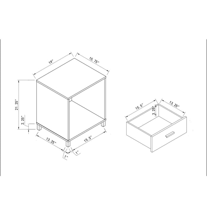 3 Drawer Nightstand Locking Top Drawer Metal Drawer Glides Metal Bar Handles