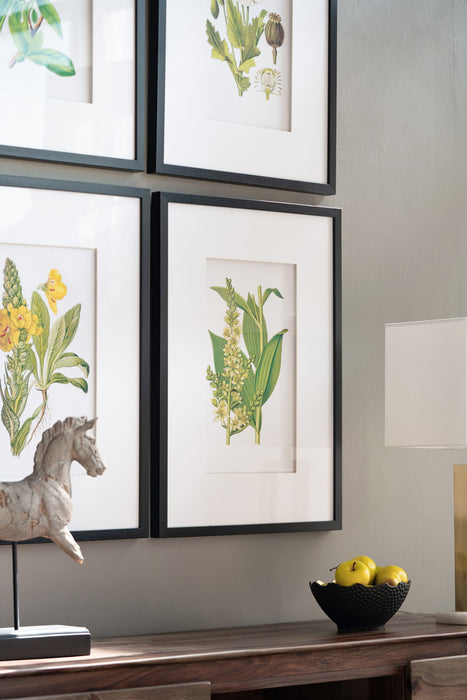 Botanical Flower Wall Art, Home Decor For Living Room Dining Room, Bedroom, Hallway (Set of 4) - White / Blue