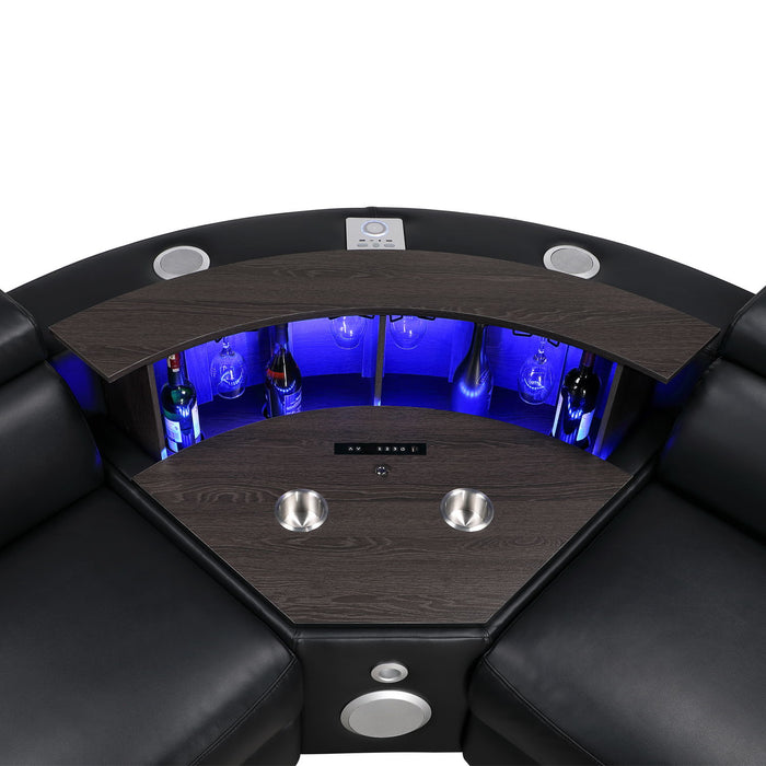 Nova - Sectional With Bluetooth Speaker, LED And Lifting Wine Cabinet