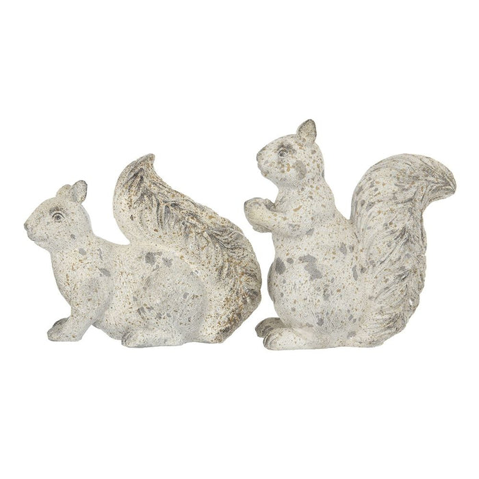 Resin Standing &amp; Lying Down Squirrel Rustic, For Harvest Festival Fall Festival &amp; Thanksgiving Table Decorations (Set of 2) - Antique Cream
