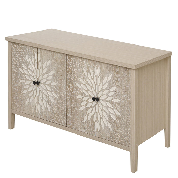 Modern Storage Cabinet With 4 Doors & Adjustable Shelves