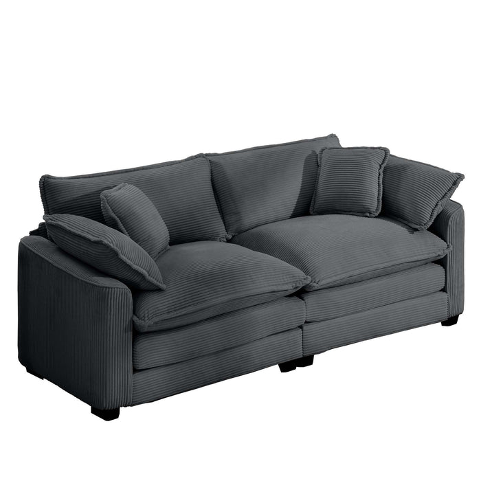 Modern 2 Seater With 4 Pillows, Upholstered Deep Seating Loveseat