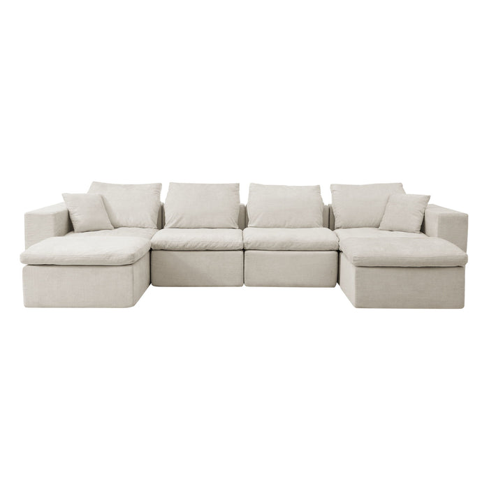 Modern Minimalist Cloud Sectional Couch With Comfy Chaise, U Shaped Modular Sofa
