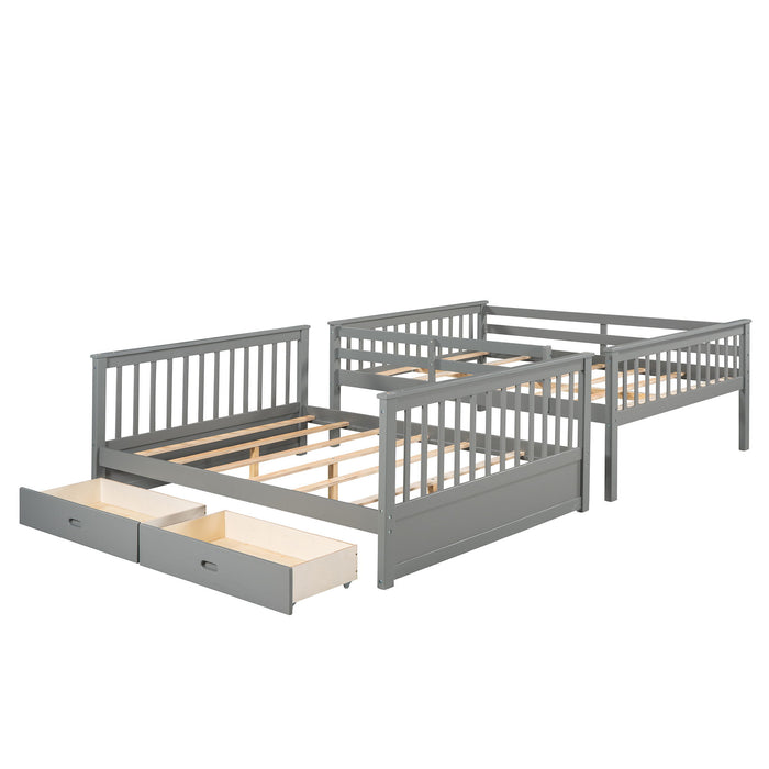 Bunk Bed With Ladders And 2 Storage Drawers