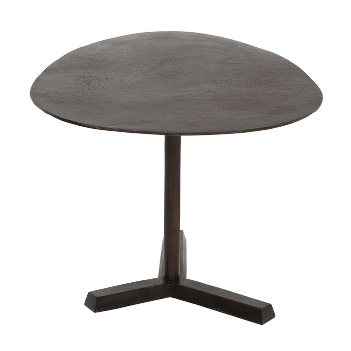 Industrial Style Elliptical Side Table With Aluminum Frame - Bronze