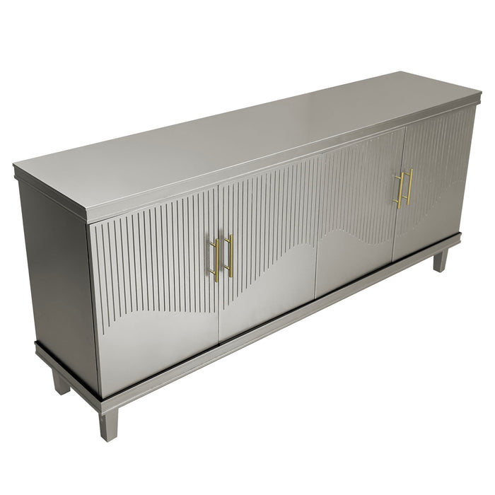 4 Door Cabinet With Adjustable Shelves, Large Storage For Living Room - Champagne