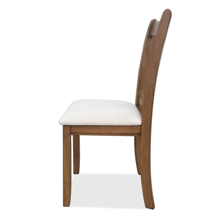Modern Dining Chair, Wooden Back, Cushion Seats (Set of 2)