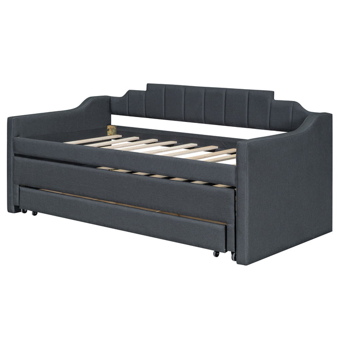 Upholstered Simple Design Daybed With Trundle And 3 Drawers