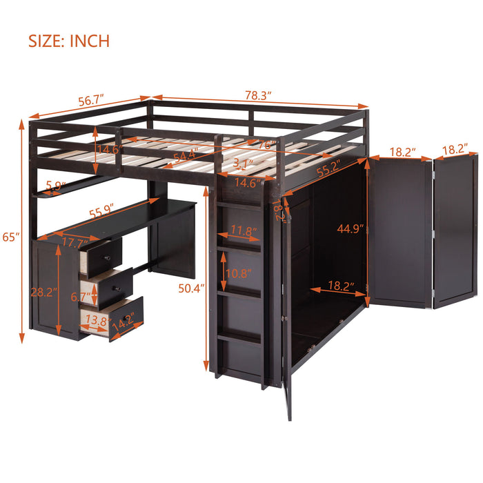 Loft Bed With Drawers, Desk, And Wardrobe