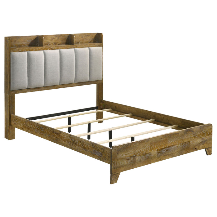 Henderson 57-inch Queen Bookcase Panel Bed Medium Oak