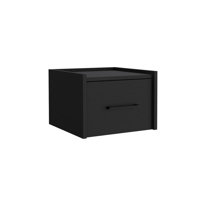 Floating Nightstand, Space Saving Design With Handy Drawer And Surface - Black