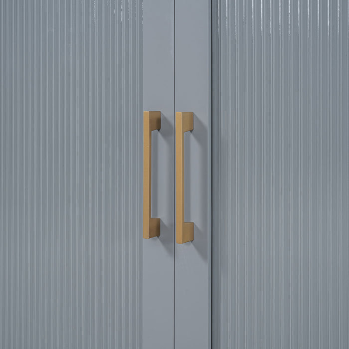 Murphy Bed With Frosted Glass Doors Design, Fake Drawers, Metal Legs