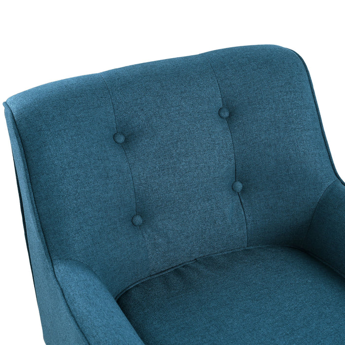 Modern Arm Chair With Tufted Back And Wooden Legs