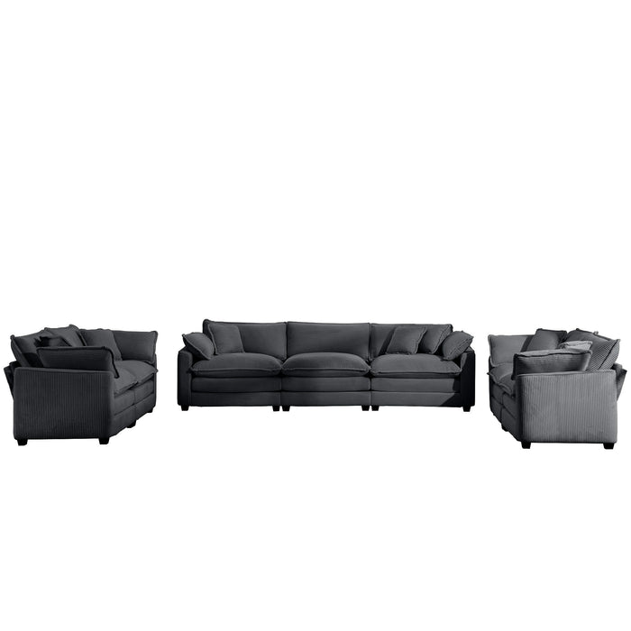 Elegant Corduroy Oversized Sectional Sofa Set With Deep Seats And Flexible Layout