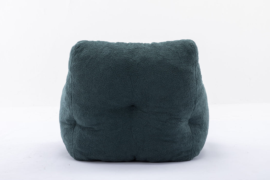 Soft Tufted Foam Bean Bag Chair With Teddy Fabric Green