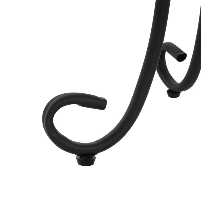 Ceramic Tile And Iron Patio Side Table With Shelf