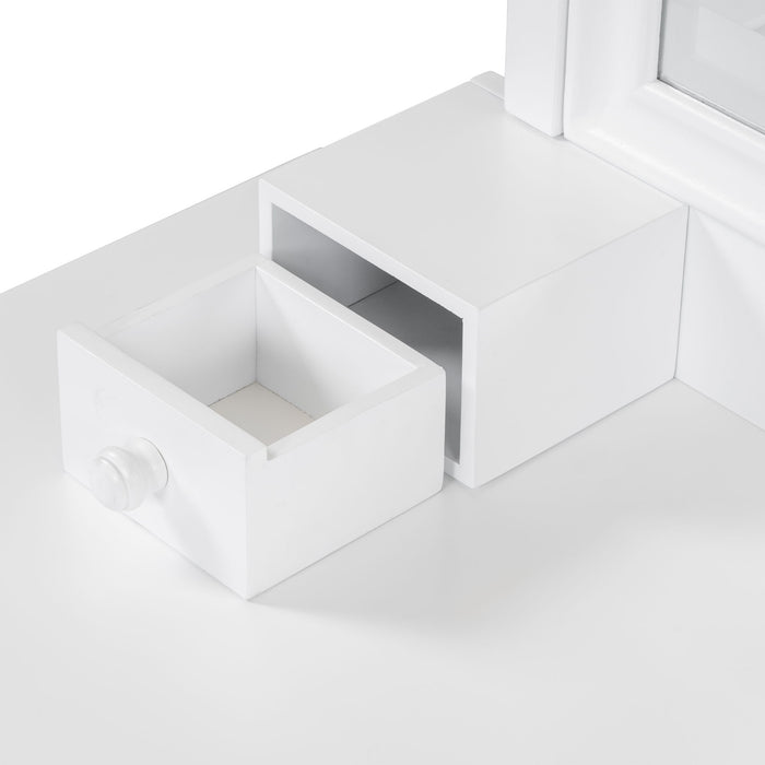 Elegant Makeup Vanity Desk With Adjustable Mirror And Storage And Construction - White