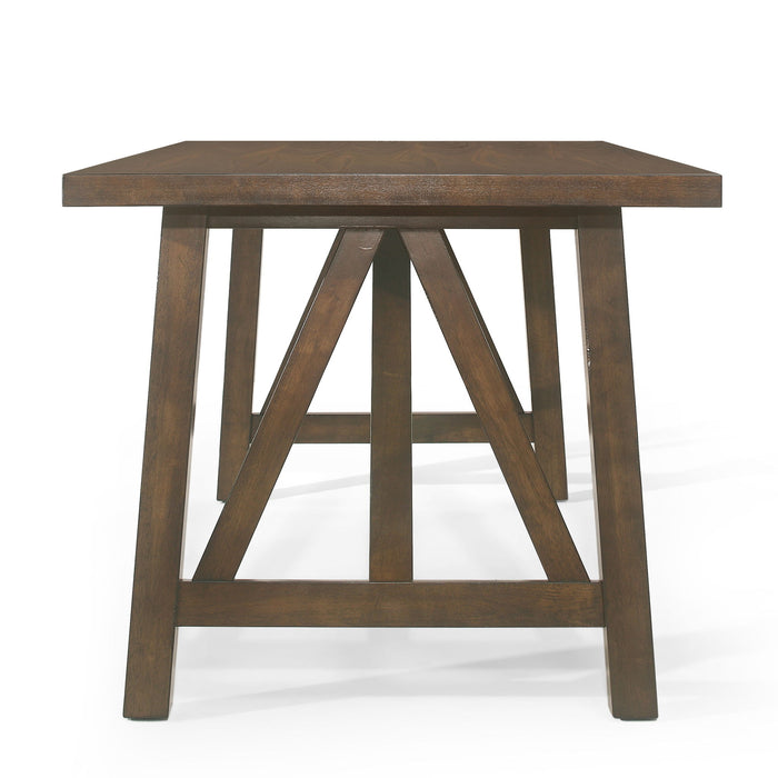 Farmhouse Style Dining Table With Wood Like Top