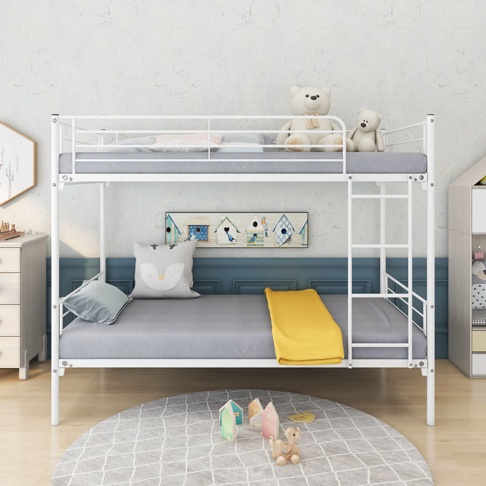 Space Saving Bunk Bed With Metal Frame And Ladder