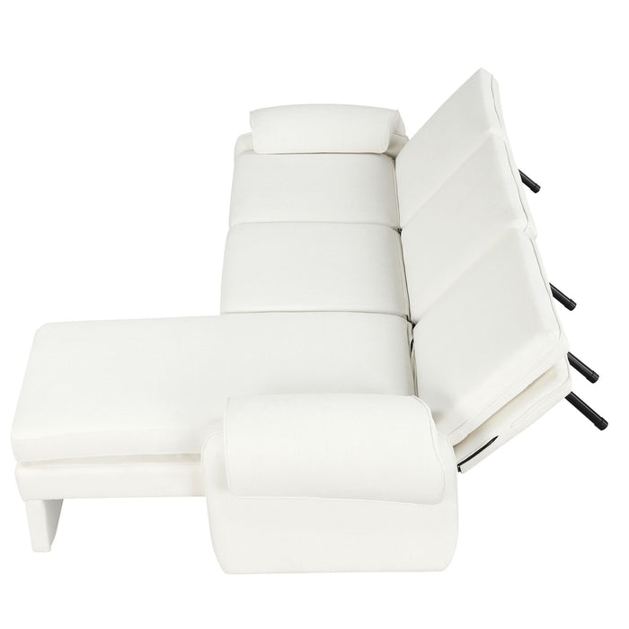 Convertible Futon Sofa Bed With Adjustable Backrest, Reversible Chaise Lounge And 2 Removable Armrest Pillows