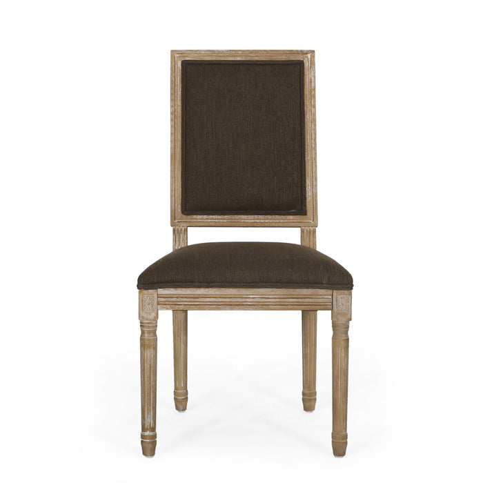 French Country Style Dining Chair With Upholstered Seating And Fluted Legs