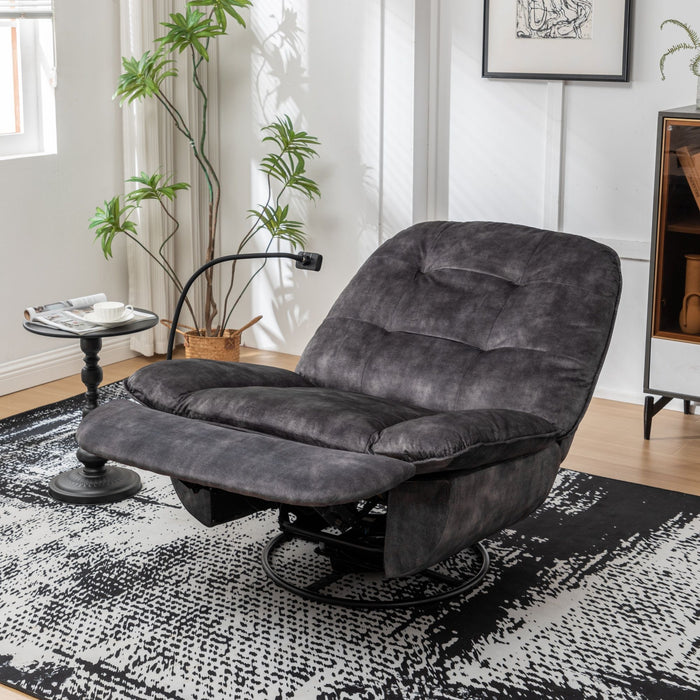 Modern Swivel Gliding Recliner Chair With Rocking Function And Phone Holder, Large Comfortable