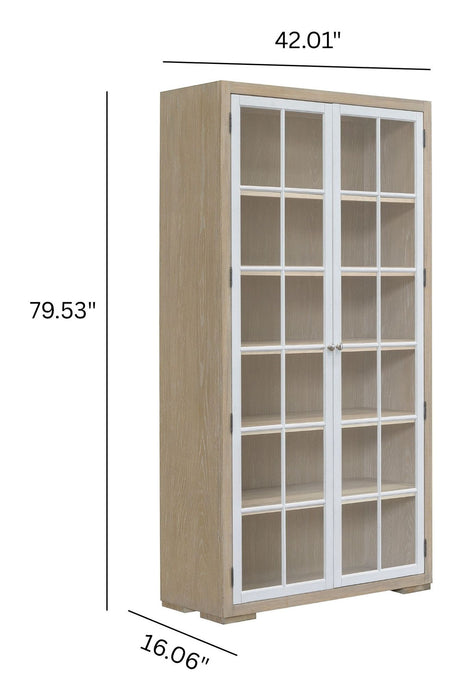Pulaski Accents - 5-Shelf Glass Door Bookcase - Natural Wood Finish