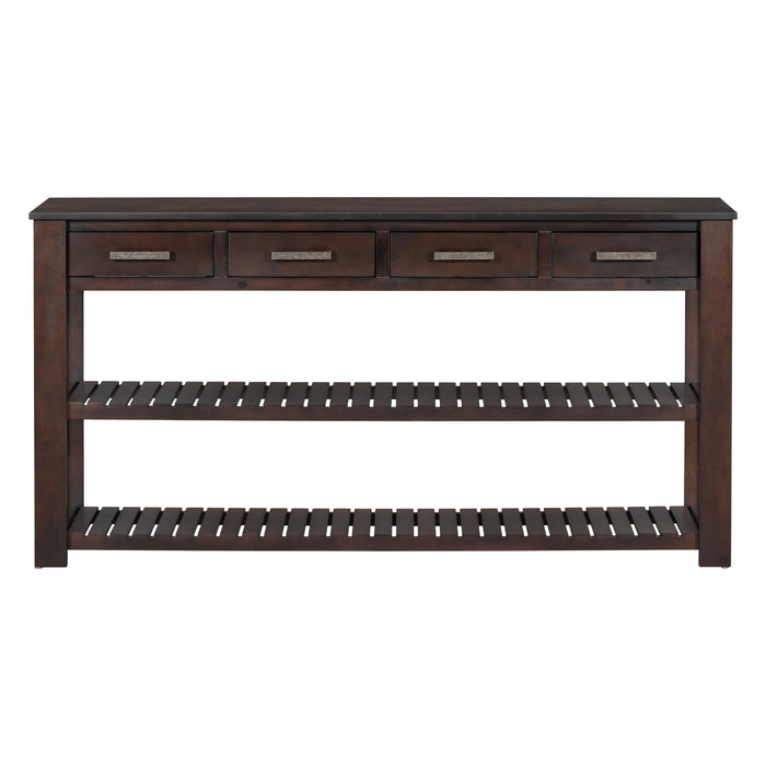 U_Style Stylish Entryway Console Table With 4 Drawers And 2 Shelves, Suitable For Entryways, Living Rooms