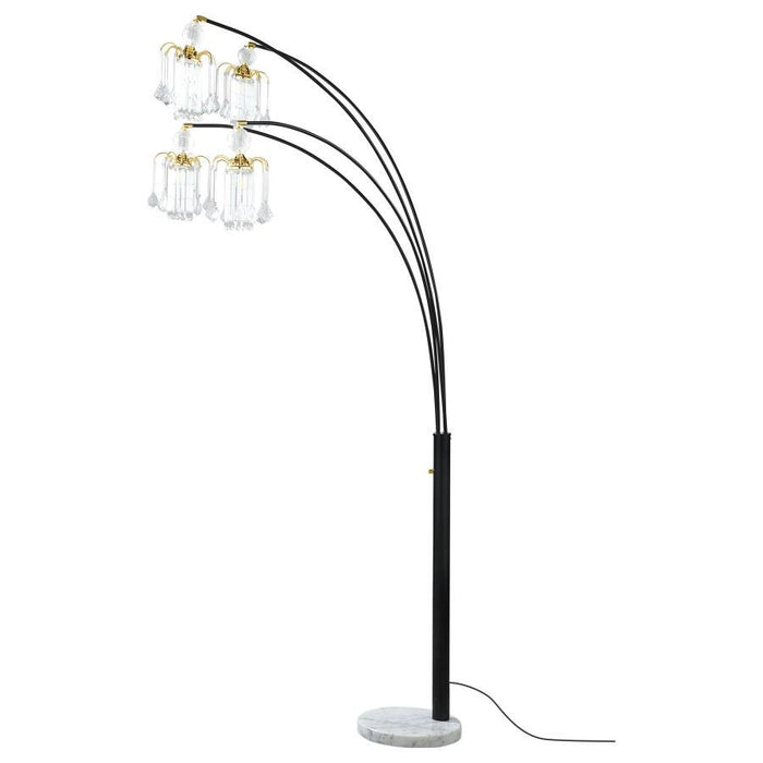 Maisel - Hanging Crystal Arc Tree Floor Lamp - Black