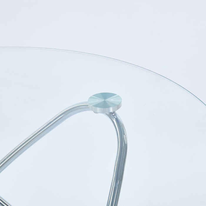 Metal Leg Dining Table With Tempered Glass Top