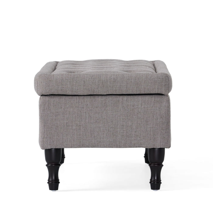 Dean - Fabric Storage Wide Tufted Rectangle Ottoman - Gray