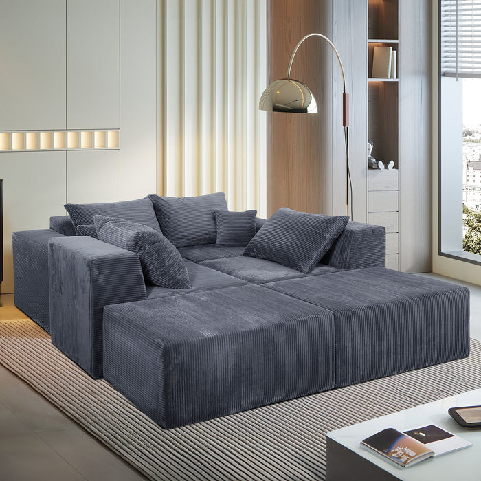 Modular Sectional Sofa, Convertible Couch With Chaise Corduroy