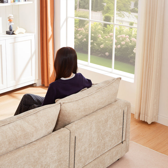 L Shaped Modular Sectional Sofa With Movable Ottoman, 3 Seater Comfortable Seating