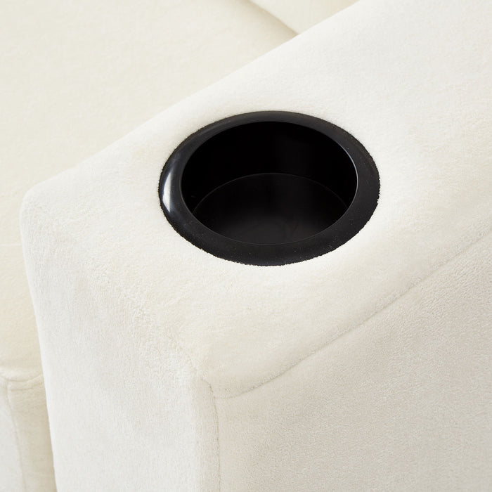 Modern Style Armchair Chaise Lounge Sofa Couch With Movable Storage Ottoman, USB Ports, Cup Holders, Phone Holder, Side Pockets