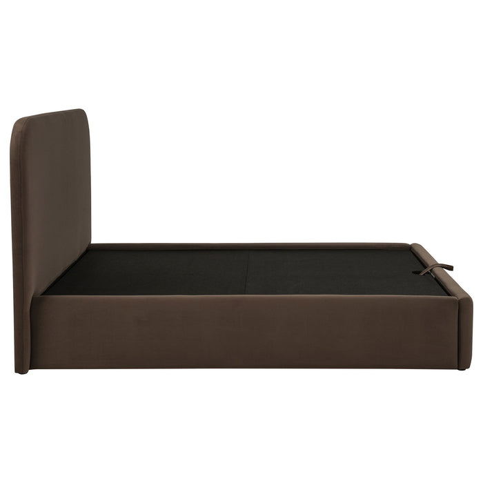 Anders Upholstered Queen Storage Lift Platform Bed Chocolate