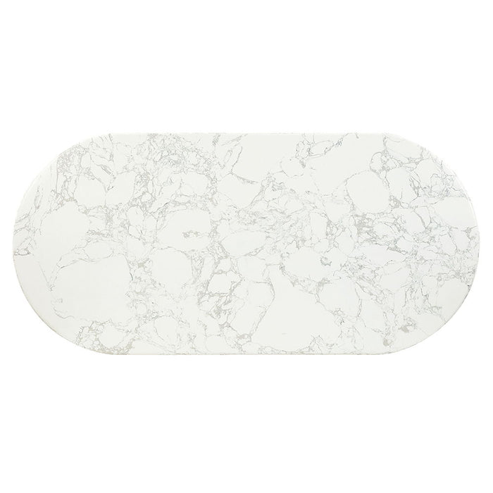 Zayn - Dining Table - White Natrual Marble Top & White