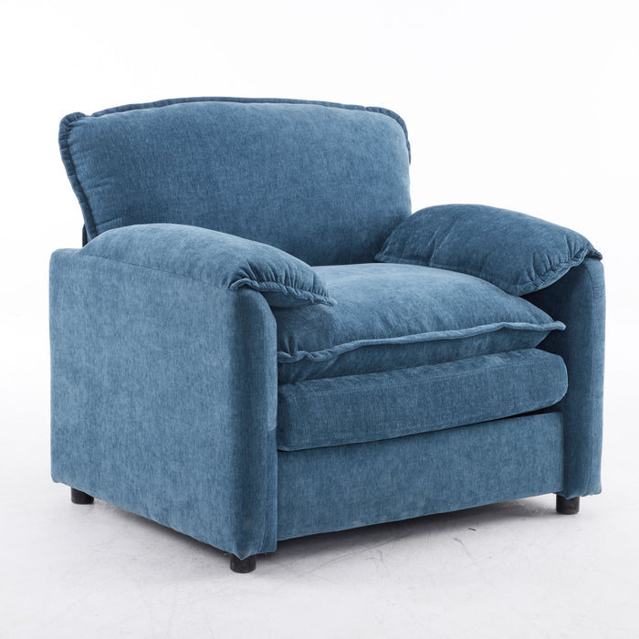 Oversized Reading Armchair With Thick Cushions, High Back Support