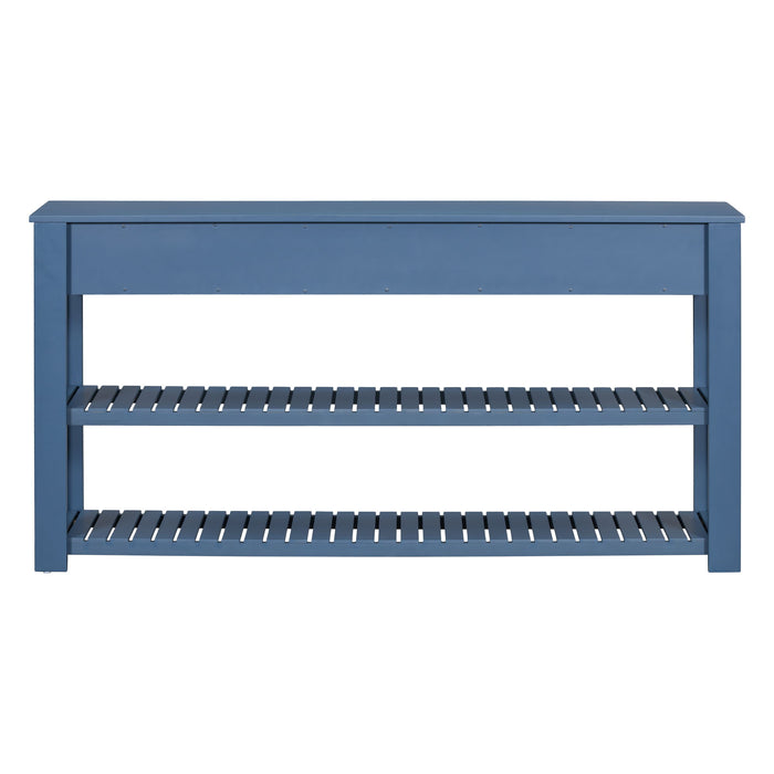 U_Style Stylish Entryway Console Table With 4 Drawers And 2 Shelves, Suitable For Entryways - Navy Blue