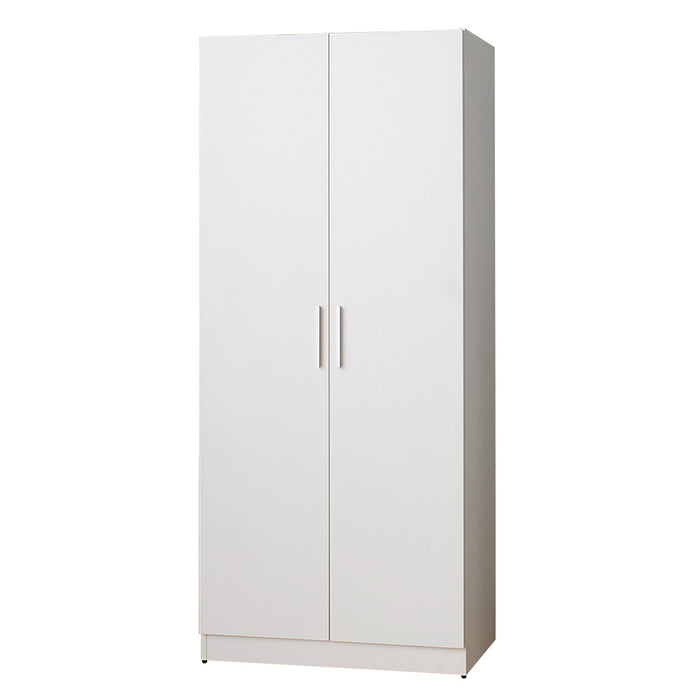 Viviane - Contemporary Wood Closet With Hanging Bars And 5 Shelves - White