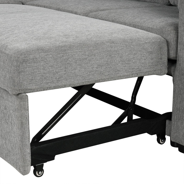 Convertible U-Shaped Sectional Sofa With Pull-Out Bed